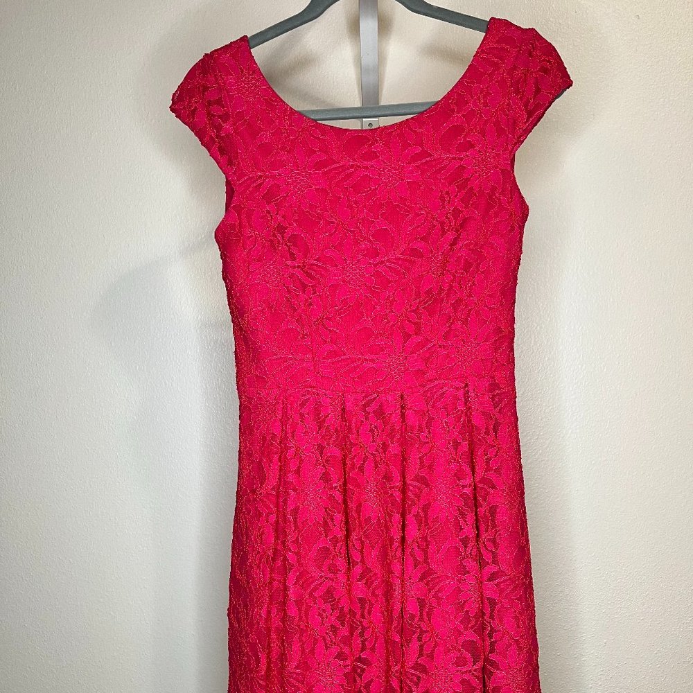 Pink Dress with Lace Detail - Adrianna Papell - Size 4